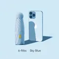 Mini sky blue 6-rib folding umbrella with UPF 50+ rating next to a smartphone - 6 Ribs / Sky Blue