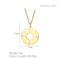 Golden stainless steel compass pendant necklace for women with size and weight info - LN1232 Hollow Compass / Gold