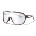 Y2K oversized shield sunglasses in brown with wrap-around frame for wind protection - Coffee Brown