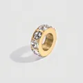 Funkelnder Edelstahl-Ringanhänger mit Kristallbesatz und 14K Goldbeschichtung für Damen - April Weiß (Diamant/Kristallfarbe) / 14K-Gold