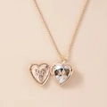 Collana con medaglione a cuore in oro rosa con zampa e ciondolo porta foto - Oro