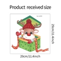 Detail showing Christmas deer and gift box sticker measurements of 29x29cm for bathroom decor - Christmas Reindeer Gift Box Style (fun-m222) / 29x29cm