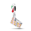 Detalle del colgante Coliseo de plata con esmalte de colores y bandera de Italia - Coliseo de Roma