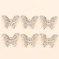 Silver butterfly alloy pendant charms with sparkling zircon rhinestones for DIY jewelry - Silver Butterfly