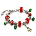Bracciale con ciondoli natalizi fai-da-te, catena a serpente argento e albero dorato - Stile Albero di Natale (SD-0027)