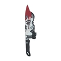 Pendentif couteau d'Halloween avec portrait et motif de taches de sang rouge - Couteau sanglant de fille qui pleure
