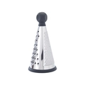 Conical stainless steel cheese grater with black round wooden handle and non-slip base - Round Head Black Handle 8 Inch