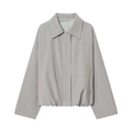 Women's grey pinstripe bomber jacket with lapel collar and zip-up front set - XS / Tops