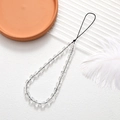 Handmade phone charm featuring clear square beads and a minimalist black cord strap - Square (K2944)