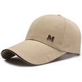 Khaki Baseballkappe aus Canvas mit M-Metalllogo und gebogenem Schirm für Herren - Einheitsgröße/Verstellbar / Khaki