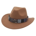 Cappello da cowboy in feltro marrone con fascia bandiera americana e ornamento aquila - Cintura Aquila / Cachi
