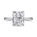 Minimalist S925 silver ring featuring a large rectangular cut radiant carbon diamond - White Gold (Radiant Cut Solo)