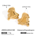 Pendientes de corazón dorados en acero inoxidable con detalles de tamaño y peso - Estilo de Corazón Fundido Irregular-Pequeño (JDE0112014-SM)