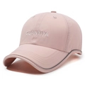 Breathable light pink baseball cap with mesh holes and embroidered letters for outdoor sports - Adjustable / Pink