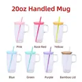 Colorful 20oz sublimation glass handle mugs with straws and various lid options - 20OZ Transparent / Lid Color Note