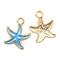 Pendentifs étoile de mer en émail bleu et plaqué or, vues de face et de dos - Étoile de mer / Bleu