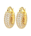 Orecchini a cerchio dorati vintage con pavé di zirconi e motivo a rombi trapuntati - Piccolo / Oro