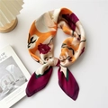 Elegant floral silk square scarf in orange and purple color block pattern - Wine Red Border White Peony