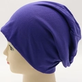 Dark purple slouchy knit beanie cap for men and women on a mannequin head - Adjustable / Deep purple