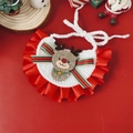 Christmas pet bib featuring a white knit pattern with red trim and a glittery reindeer - One Size / Reindeer Bib