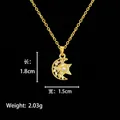 Gold rotating heart butterfly necklace with crescent moon and star cubic zirconia pendant - Rotating Moon Star (XL2325-G)