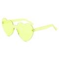 Neon yellow heart-shaped rimless sunglasses in transparent jelly style for parties - Lemon Yellow