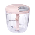 Pink manual food processor with transparent bowl and sharp metal blades for chopping - 900ML Pink (5 Blades)