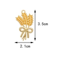 Golden wheat bow pendant with yellow oil drop for DIY jewelry making 3.5x2.1cm - 2.1cm x 3.5cm