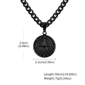 Schwarze Kompass-Halskette aus Edelstahl mit 50 cm Kette und Maßangaben auf Weiß - Schwarzer Anhänger + 50CM Gliederkette
