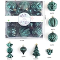 Set da 18 pezzi di decorazioni natalizie verde scuro con varie forme per l'albero di Natale - Verde Scuro