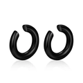 Pair of polished black stainless steel C-shaped ear clips shown on a clean white background - Black