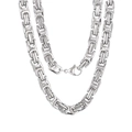 8mm silver stainless steel Byzantine king chain necklace for men with lobster clasp - 8mm / Bracelet 18CM / Steel