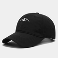 Adjustable black outdoor baseball cap with white mountain and pine embroidery - Adjustable / Black