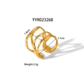 Adjustable gold titanium steel open ring with irregular hollow organic branch design - Hollow Irregular Streamline Style (YYR023268)