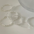 Set minimalistischer S925 Silberringe mit hämmerte Textur im trendigen koreanischen Stil - Einstellbar Offen / Silber Alufolien-Textur