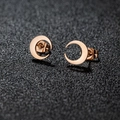 Minimalist crescent moon earrings in rose gold finish with polished geometric design - Moon / Rose Gold