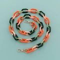 Colorful acrylic handbag chain strap in orange and green with gold lobster clasps - B302-I Pink Green Contrast