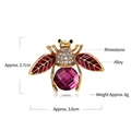 Detail of bee brooch with purple gemstone and white crystals, 3.6cm by 2.7cm size - Bee Gem Purple