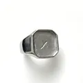 Silver square stainless steel signet ring with engraved X letter in a minimalist style - US 7 / Steel (No Epoxy)