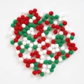 Christmas bouquet decor with red green and white plush handmade pom poms set - 1.5cm Tricolor Christmas Pom Poms / 100 Pcs/Pack