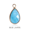 Teardrop pendant with blue jasper faceted gemstone in golden frame setting - 8*12mm Double Sided Cut / Blue Jasper-Gold Edge