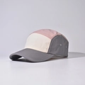 Outdoor 5-panel color-blocked baseball cap with short brim in pink cream and grey - Adjustable / Pink Color Blocking
