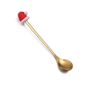 Golden stainless steel spoon featuring a red and white silicone Santa hat decoration - Christmas Hat Spoon / Titanium Gold
