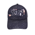 Gorra de camionero de malla azul marino brillante con texto SPIRIT y bordados - Negro
