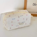 Beauty case in cotone trapuntato con motivi di orsetti e conigli e chiusura a zip - Borsa Ottagonale Orso Regalo (Rettangolare)