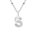 Silver textured letter S pendant on a beaded stainless steel chain for women - Letter S / Silver