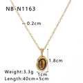 Detail showing dimensions of tiger eye pendant on a gold stainless steel chain necklace - Gold Large Irregular Style (NB-N1163)