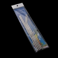 Reusable silver stainless steel straw set with 4 straws and 1 cleaning brush in polybag - 6*215 [2 Straight + 2 Curved + 1 Brush] Small Card