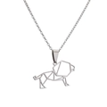 Silver stainless steel necklace with geometric origami lion pendant on white background - Geometric Lion / Silver