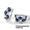 Elegant vintage silver earrings with pear-cut blue gemstone and round white zircon accents - Silver Base Blue and White Rhinestone Style (KSE00001WGWHRB)